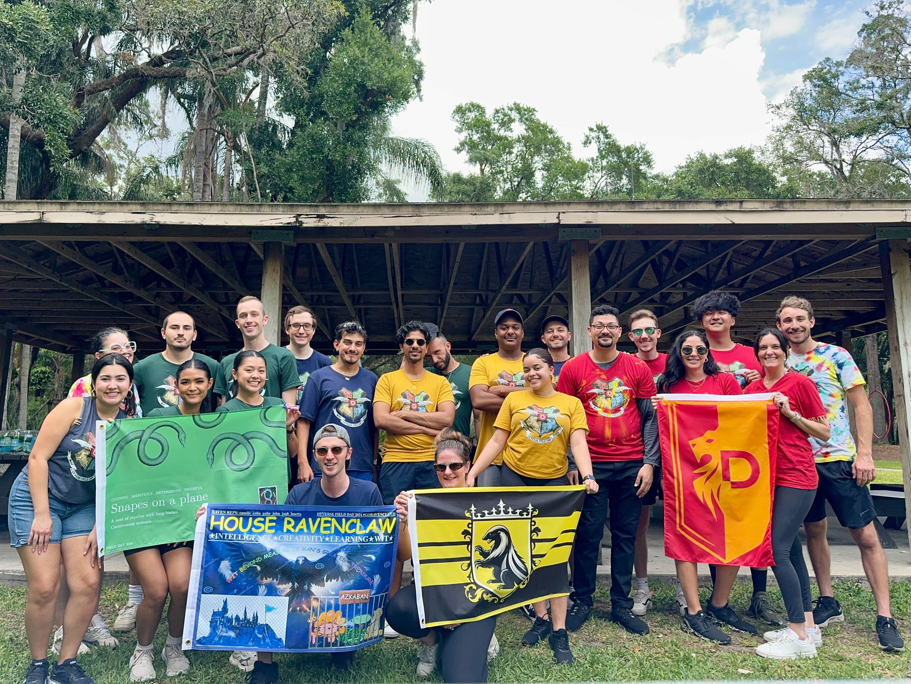 Teams showing off their banners
