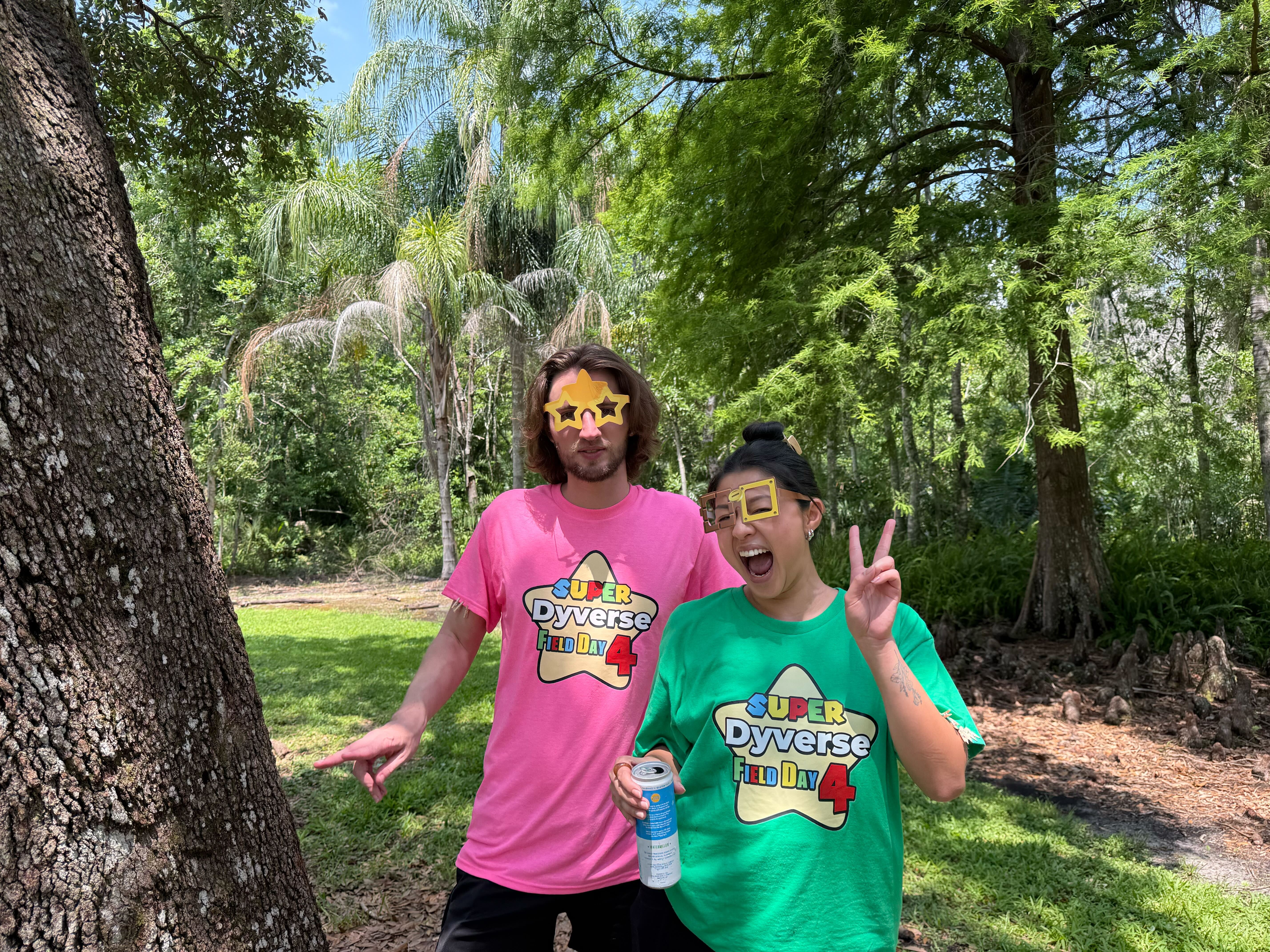 Team members having fun at field day